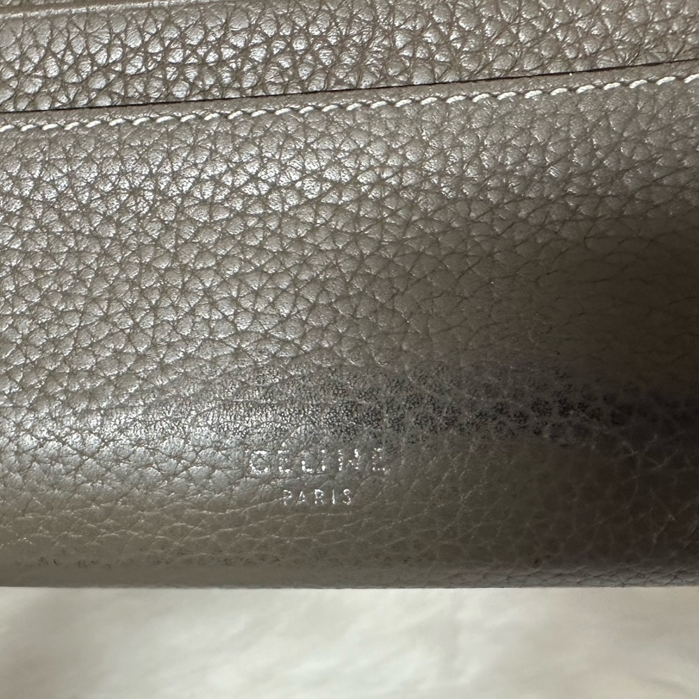 AUTHENTIC CELINE LARGE FLAP MULTIFUNCTION WALLET GRAY CALFSKIN LEATHER ITALY - Picture 8 of 13